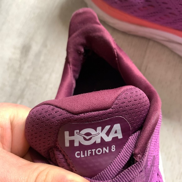 Hoka Clifton 8 Womens Running Shoes Purple Pink Athletic Sneakers - Picture 8 of 10
